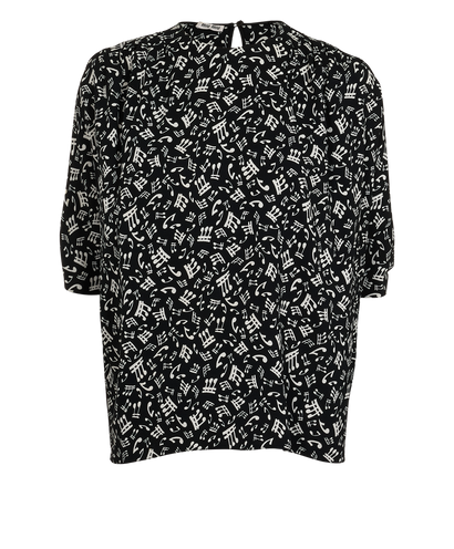 Miu Miu Music Note Blouse, &pound;190, Clothing, Black, Viscose, Front view