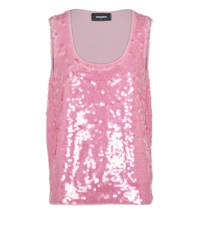 DSquared2 Sequin Sleeveless Top, &pound;150, Clothing, Pink, Polyester, Front view