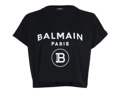 Balmain Crop T-Shirt, &pound;90, Clothing, Black, Cotton, Front view