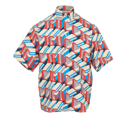 Gucci Pixel Shirt, &pound;420, Clothing, Blue/Cream/Red, Silk, Front view