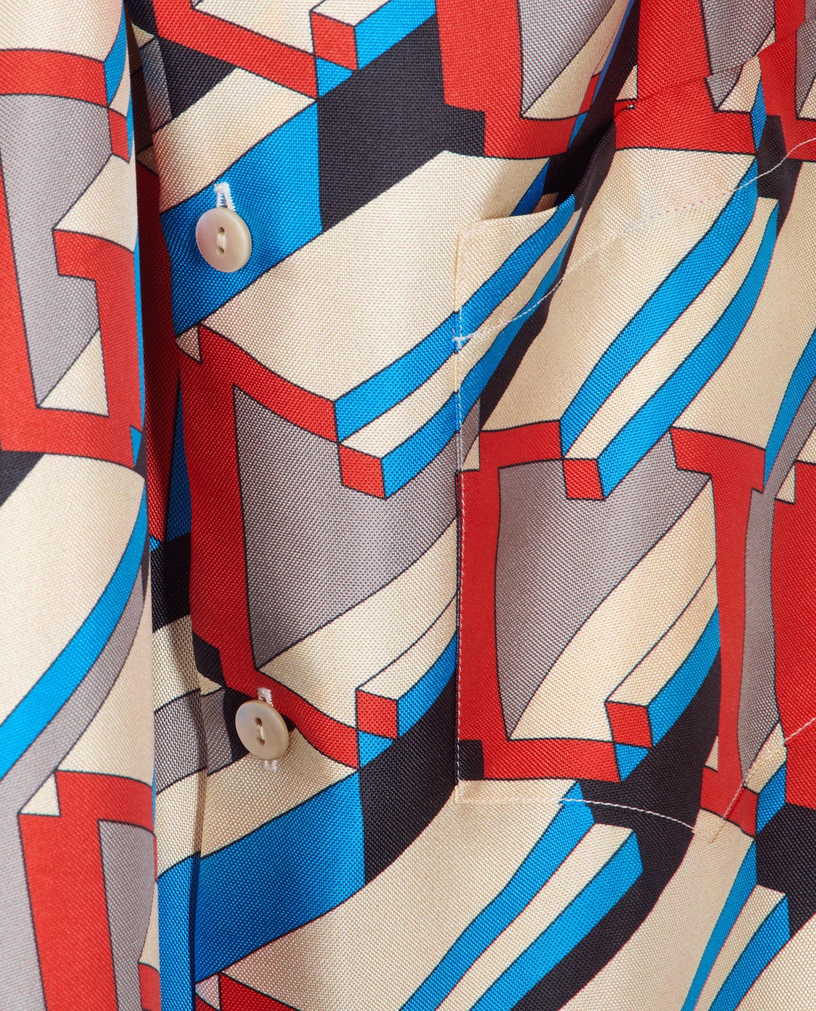 Gucci Pixel Shirt, &pound;420, Clothing, Blue/Cream/Red, Silk, Other view