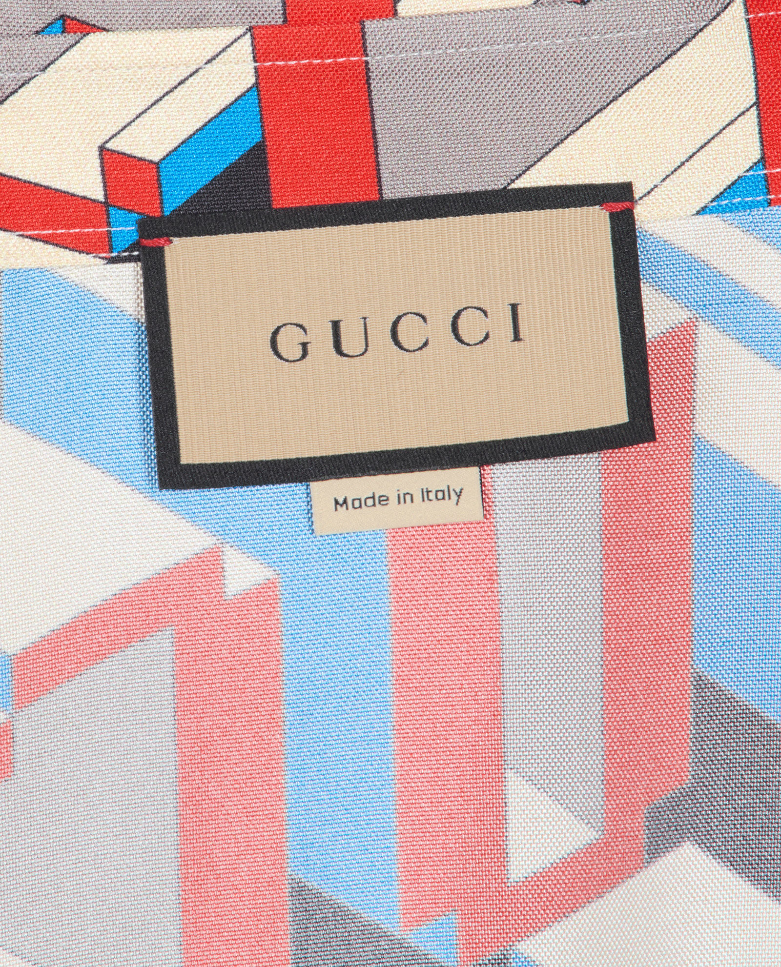 Gucci Pixel Shirt, &pound;420, Clothing, Blue/Cream/Red, Silk, Other view