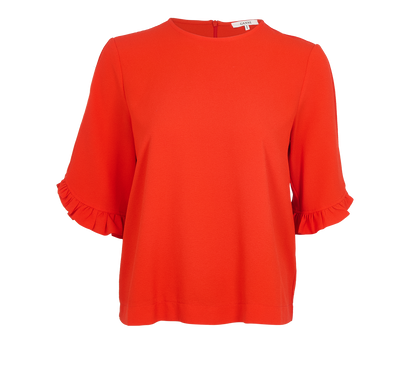 Ganni Ruffle Blouse, &pound;60, Clothing, Red, Polyester, Front view