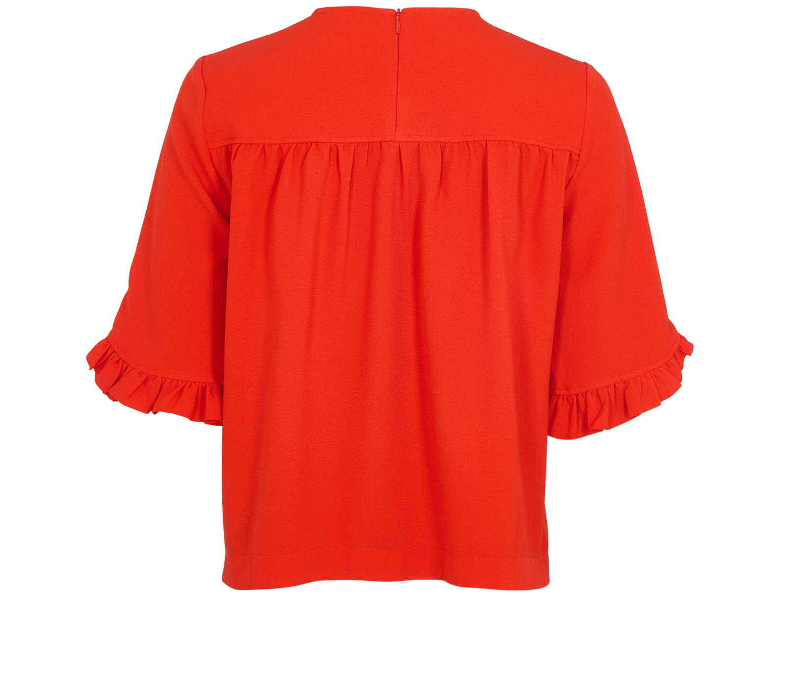 Ganni Ruffle Blouse, &pound;60, Clothing, Red, Polyester, Back view