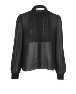 Self-Portrait Chiffon Lace Top, Polyester, Black, UK10, 3*