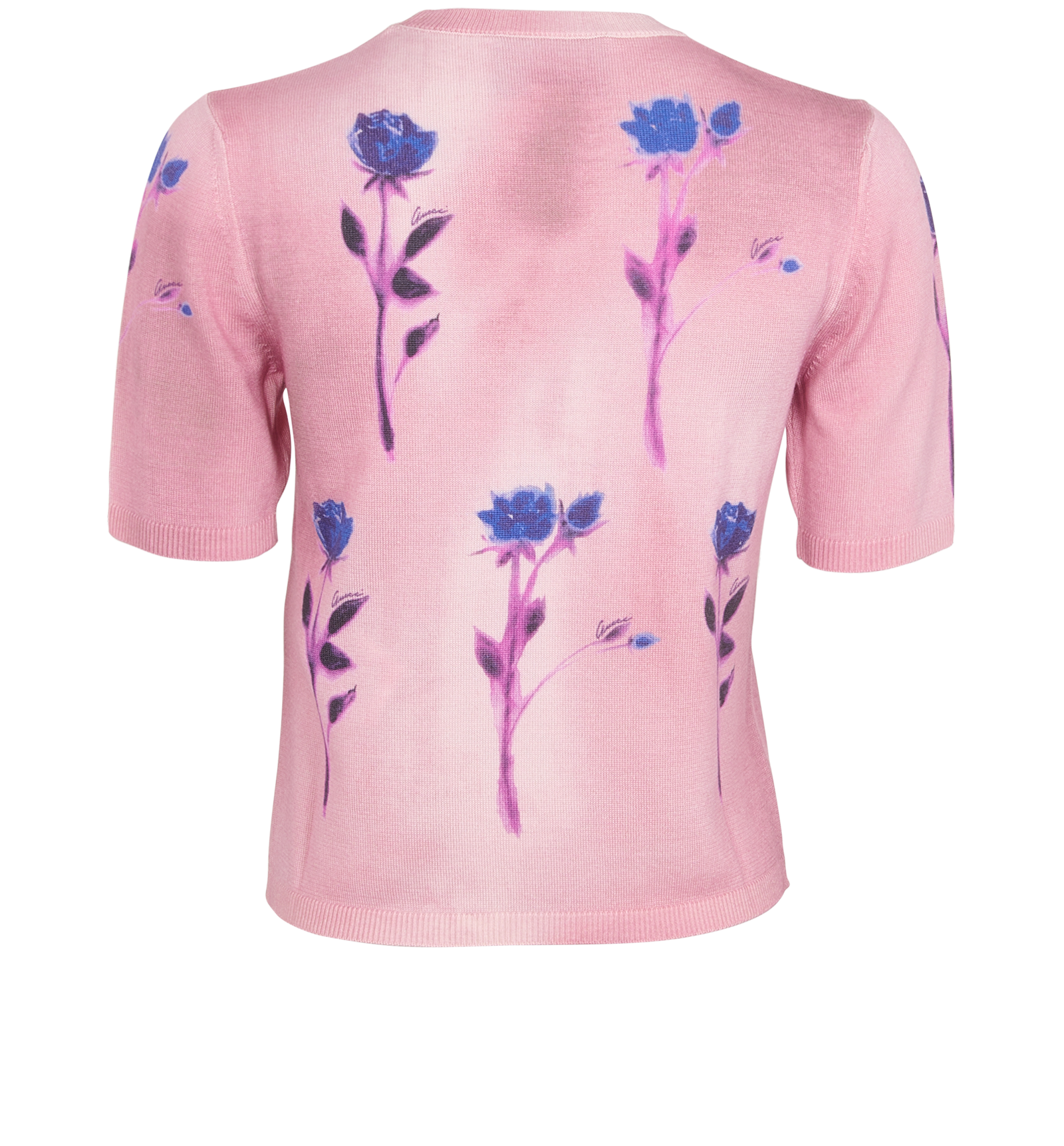 Gucci Floral Print Fine Knit Jumper, &pound;150, Clothing, Pink, Silk/Wool, Back view