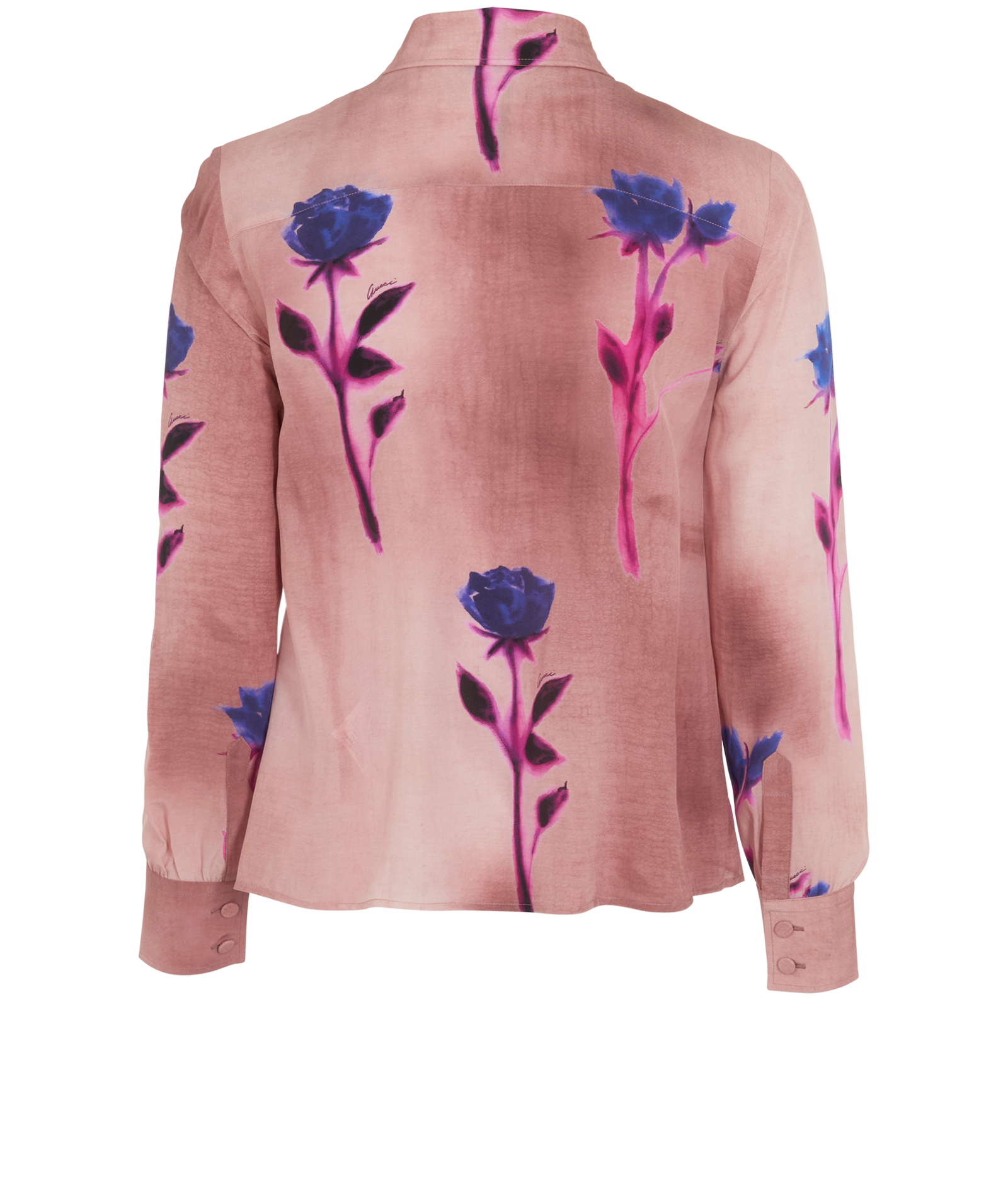 Gucci Floral Print Shirt, &pound;250, Clothing, Pink, Silk, Back view