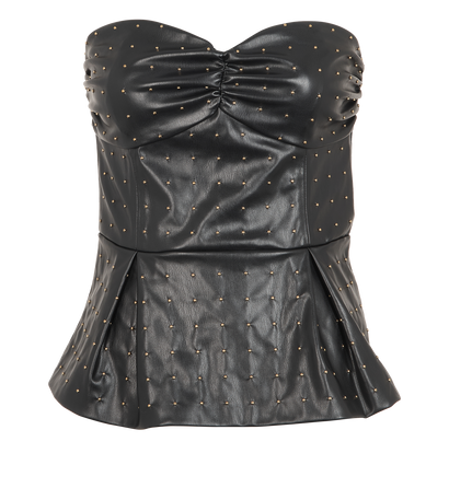 Rotate Strapless Peplum Top, &pound;110, Clothing, Black, Polyester, Front view