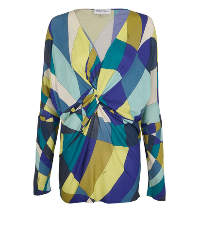 Emilio Pucci Knot Front Top, &pound;110, Clothing, Blue/Green, Wool, Front view