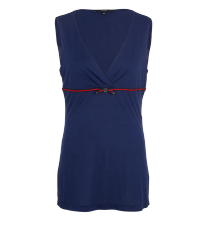 Gucci V-Neck Vest Top, &pound;180, Clothing, Navy, Modal, Front view