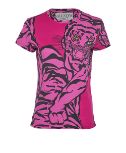 Valentino Tiger T-Shirt, Cotton, Pink, Sz XS, 2*