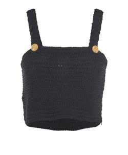 Gucci Crop Crochet Top, Cotton, Black, Sz M, 3*
