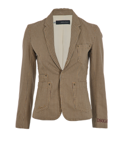 DSquared2 Long Sleeve Plaid Shirt, Wool, Brown, UK8, 2*