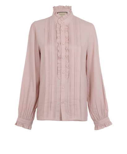 Gucci Frilly Shirt, &pound;210, Clothing, Pink, Silk, Front view