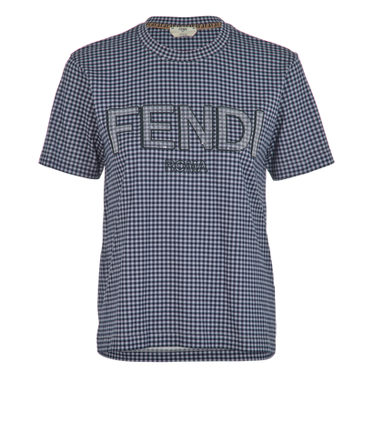Fendi Logo Sequins T-Shirt, &pound;150, Clothing, Blue, Cotton, Front view