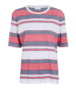 Saint Laurent Striped T-Shirt, Linen/Cotton, Black/Red/White, Sz L,1*
