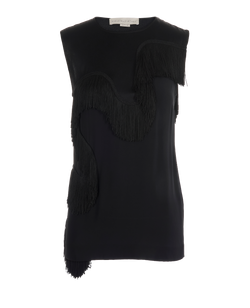 Stella McCartney Fringe Top, Rayon, Black, UK4, 2*