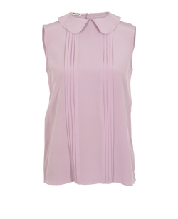 Miu Miu Pleated Sleeveless Blouse, Silk, Lilac, UK6, 2*