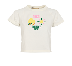 Gucci Embroidered Crop T-Shirt, Cotton, White, Sz XS, 3*