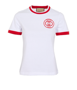 Gucci Logo Embroidered T-Shirt, Cotton, White, Sz XS, 2*