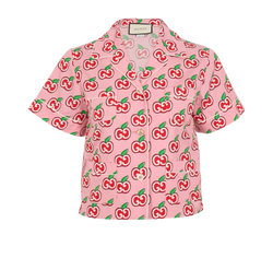 Gucci Apple GG Crop Shirt, Cotton, Pink, UK4, 3*