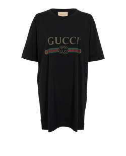 Gucci Logo & Floral Embroidered T-Shirt, Cotton, Black, Sz 2XL, 2*