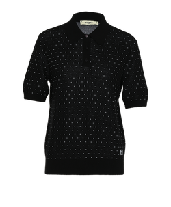 Fendi Polka Dots Polo Top, Cotton, Black, UK8, 3*