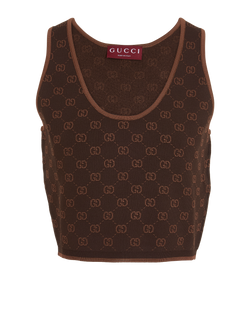 Gucci GG Jacquard Cropped Top, Viscose, Brown, Sz L, 3*
