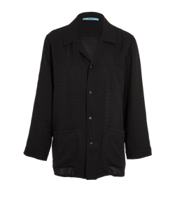 Prada Logo Blouse, Silk, Black, Sz S, 3*