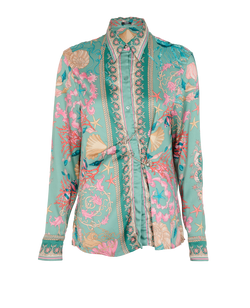 Versace Underwater Barocco Blouse, Polyester, Green, UK8, 3*