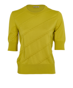 Bottega Veneta Short Sleeve Knit Top, Wool, Green, UK8, 2*