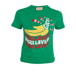 Gucci Banana Printed T-Shirt, Cotton, Green, Sz 2XS, 2*