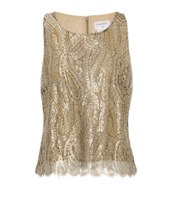 Chanel Paysley Lace Top, Metal/Poly, Silver/Bronze, UK16, 2*