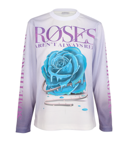 Burberry Blue Rose Top, Poly, Blue/White, Sz XS, 3*