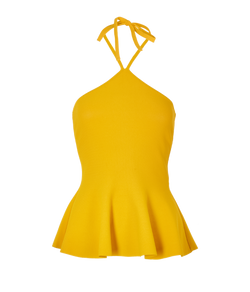 Stella McCartney Flared Tie-Neck Sleeveless Top, Viscose, Yellow, UK8, 2*