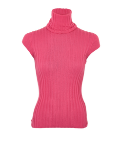 Chanel 04A CC Turtleneck Sleeveless Knit Top, Cashmere, Pink, UK14, 2*