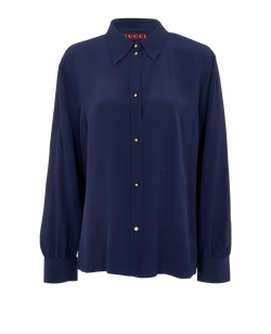 Gucci Crepe De Chine Shirt, Silk, Blue, UK18, 3*