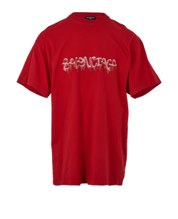 Balenciaga Slime Logo Oversized T-Shirt, Cotton, Red, Sz M, 2*