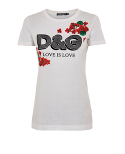 Dolce & Gabbana Love Is Love T-Shirt, Cotton, White,UK4, 2*