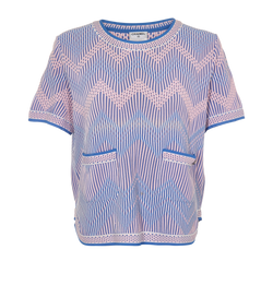 Chanel Zig Zag Top, Viscose, Blue/Pink, UK12, 2*