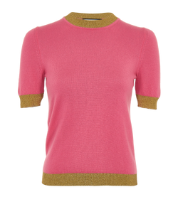 Gucci Knitted Short Sleeves Top, Cashmere, Pink, Sz S, 2*