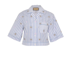 Gucci Crop Striped Shirt, Cotton, Blue, Sz S, 3*