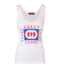 Gucci GG Ribbed Vest, Cotton, White, Sz XS, 3*