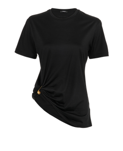 Versace Safety Pin Ruched Top, Silk/Cotton, Black, UK10, 2*