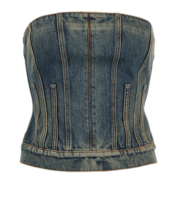 Alexander McQueen Strapless Corset Top, Cotton, Blue, UK8, 2*
