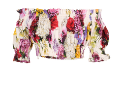 Dolce & Gabbana Floral Off-Shoulder Crop Top, Cotton, Multi, UK10, 2*