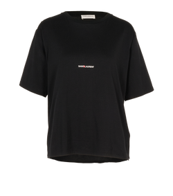 Saint Laurent Logo T-Shirt, Cotton, Black, Sz L, 2*