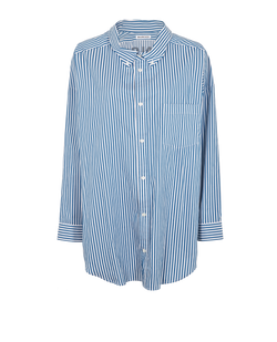 Balenciaga Oversized Logo Stripes Shirt, Cotton, White/Blue, UK6, 3*