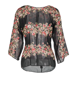 Dolce & Gabbana Flower Print Blouse, Silk, Black, UK8, 2*