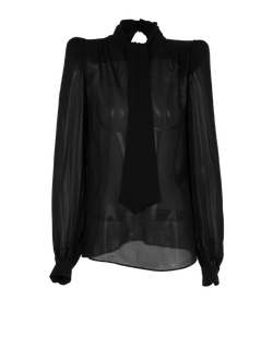 Saint Laurent Sheer Blouse, Silk, Black, UK10, 2*